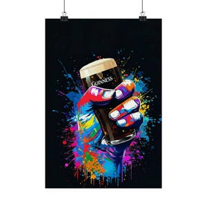 Colorful Hand Holding Guinness Pint Poster | Matte Vertical Poster image 17