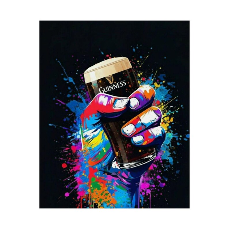 Colorful Hand Holding Guinness Pint Poster | Matte Vertical Poster image 10