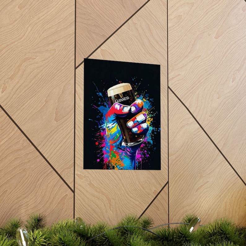 Colorful Hand Holding Guinness Pint Poster | Matte Vertical Poster image 6