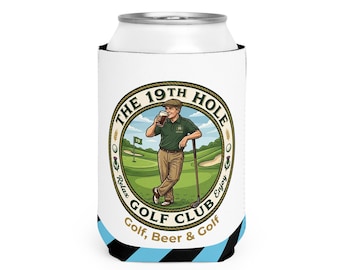 personalisierte benutzerdefinierte 19th Hole Golf Club Logo Dosenkühlerhülle | Golf Beer Getränke Isolator, Junggesellenabschied Kühler