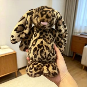 Leopard Print Bunny Plush Soft Stuffed Rabbit Toy Cute Home Decor Gift