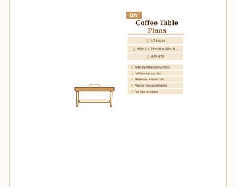 Planos para mesa de centro DIY (para principiantes en carpintería) para sala de estar (PDF)