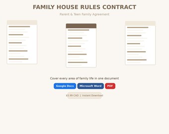 Contrato de normas de convivencia familiar – Acuerdo entre padres e hijos adolescentes (Google Docs, Word, PDF)