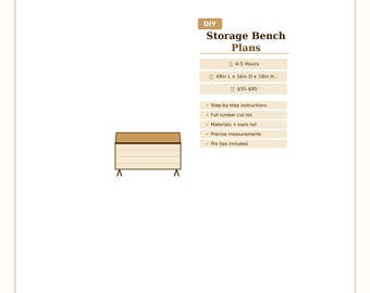 Planos para banco de almacenamiento DIY para entrada - Carpintería - Muebles para principiantes - Construcción de muebles (PDF)