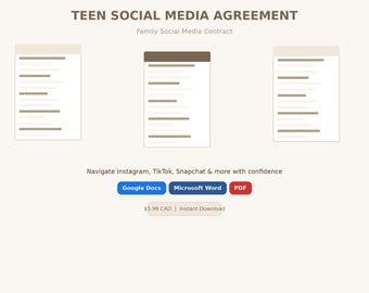 Acuerdo sobre el uso de redes sociales por parte de adolescentes – Contrato familiar (Google Docs, Word, PDF)