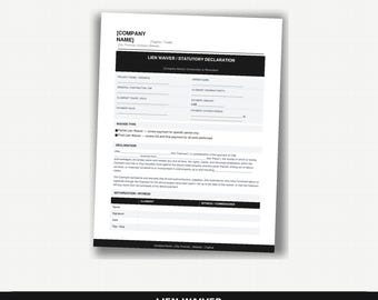 Plantilla de renuncia de gravamen / Declaración jurada / Construcción canadiense / PDF editable / Contratista