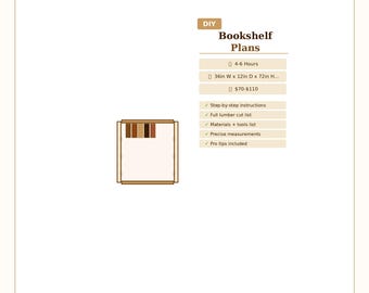 Planos para construir una estantería (para principiantes) - Carpintería - Construcción de biblioteca doméstica - Descarga instantánea en PDF