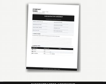 Plantilla de contrato de subcontratación / Contrato de construcción / Oficios / PDF editable / Inglés canadiense