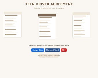 Acuerdo para conductores adolescentes – Contrato de conducción familiar (Google Docs, Word, PDF)