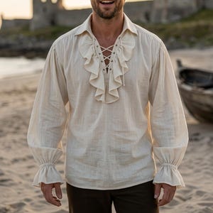 Vintage Lace up Shirt Men's - Etsy