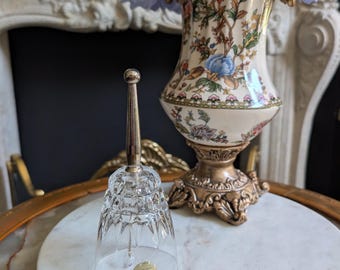 Vintage Collectible Princess House Crystal Bell W/ Silverplated Handle, France,  6.75"