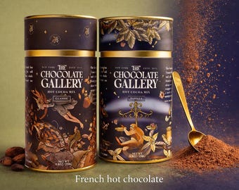 French Hot Chocolate Mix (Original & Vanilla) – Gourmet Cocoa Powder from France with Gold Spoon