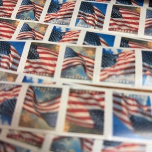 Self stick letter mail postage forever works us flag