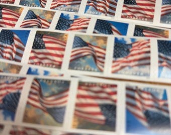 Self stick letter mail postage forever works us flag
