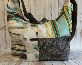 Handmade Upcycled Crossbody Tote Bag: Hippie Boho Bag