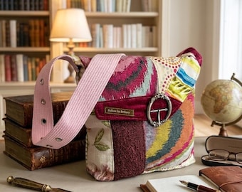 Upcycled Patchwork Crossbody Tote Bag: One-of-a-Kind Vegan Hobo Bag
