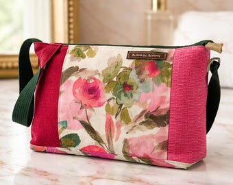 Upcycled Fabric Crossbody Bag: Handmade Boho Purse with Zipper