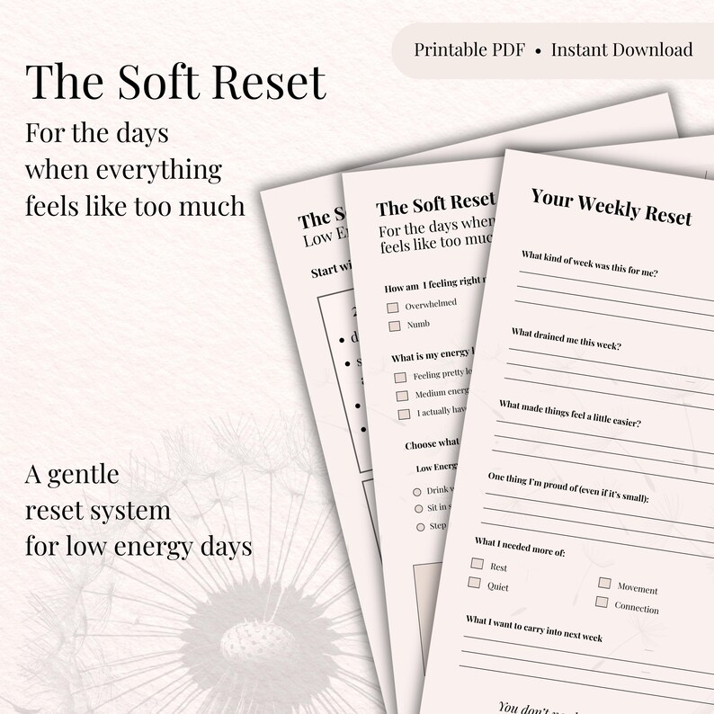 The Soft Reset: A Gentle Reset System for Burnt Out Women, Printable ...