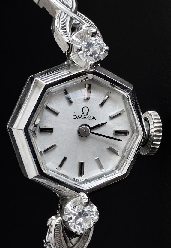 omega ladies dress watches Vintage Diamond Watch | Swiss Made | Working | 1970s Geometric Case | Estate Jewelry Timepiece Web Collection: Office looks