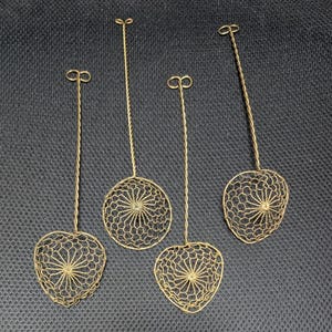 Brass Wire Mesh Skimmer Spoons Set of 4. Hand Woven Spider Strainer for Hot Pot Asian Steamboat.