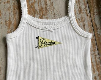 Kids Pittsburgh Pirates Pennant Shirt | Vintage Baseball Tee | Embroidered Pirates Top | Toddler & Youth Game Day Shirt | Baseball Fan Gift