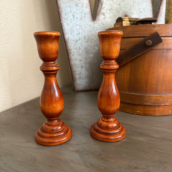 Wood Candle Sticks Etsy