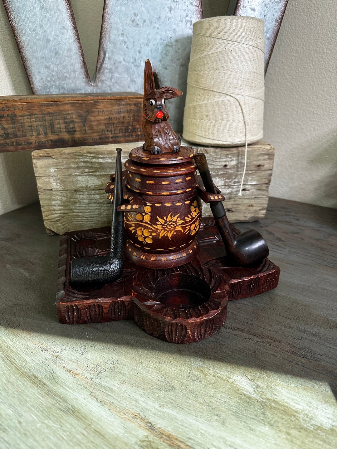Hand Carved Extremely Unique 6 Pipe Stand and Humidor Etsy