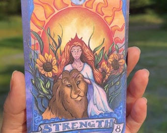 Leo Zodiac Tarot Print | Strength Card Artwork | Astrology Gift | Original Fantasy Illustration