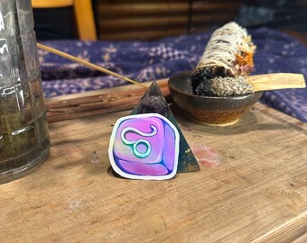 Leo Glyph Sticker | Hand-Painted Zodiac Decal (2" Glossy)