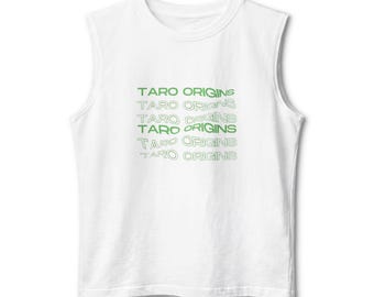 Tanktop met Taro Origins-logo | Mouwloos T-shirt met herhalende tekst