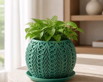 Vaso Fusion | Vaso geométrico moderno impresso em 3D com bandeja coletora de gotas