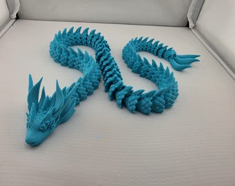 Jian Lai Serpiente Dragón Blanca – Juguete antiestrés articulado y flexible de 76 cm (30"), PLA azul coleccionable