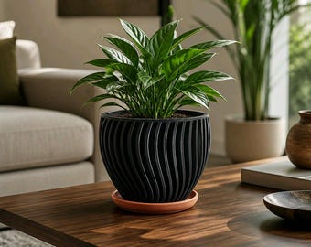 Maceta oblicua / Maceta moderna escultural impresa en 3D con bandeja de goteo
