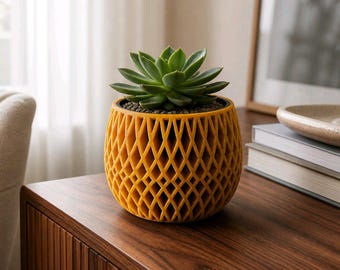 Maceta Maia / Maceta moderna impresa en 3D con diseño de celosía e inserto bicolor / Maceta minimalista y escultural para plantas de interior