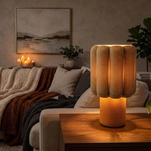Petal Weave Table Lamp | 3D Printed Flower Lighting | Japandi Scandinavian Accent Décor
