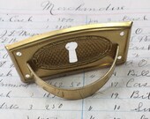 Vintage brass escutcheon plate - keyhole - antique brass charm - keyhole pendant - key hole plate - vintage hardware - keyhole necklace