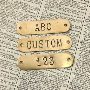 Custom hand punched brass and metal tag -  hand stamped key tag -  key fob - pet tag - custom engraved tag - hotel key tag - Custom ID tag