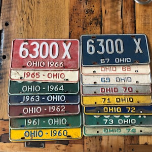 Vintage Ohio License Plates Choose the Year 1960-1974 Rusty Plates Car