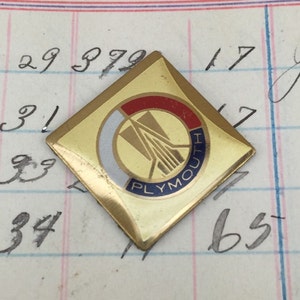 Vintage plymouth brass emblem - auto decal emblem - vintage small keychain badge - brass car keychain logo