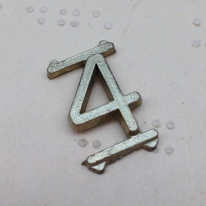 Small number 4 four - Vintage brass house numbers - salvaged sign numbers - address numbers - street number