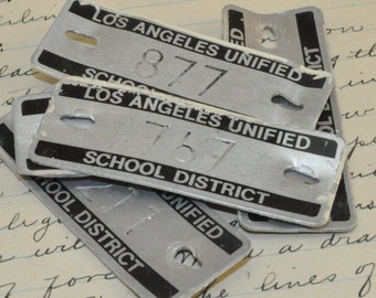 Set of 1, 5, or 10, Industrial locker number plates - los angeles school locker door plate - locker tag - locker number tags