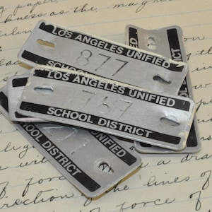 Set of 1, 5, or 10, Industrial locker number plates - los angeles school locker door plate - locker tag - locker number tags