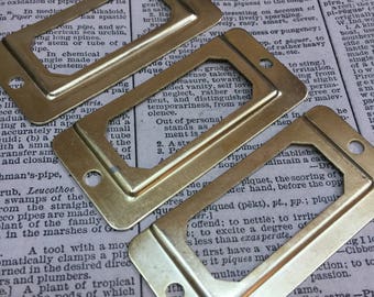 Vintage Look Brass Label Holders For Drawers Heavy Antique Etsy