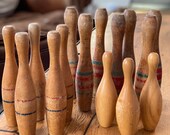 Vintage mini wooden Bowling Pins - 3 sizes to choose from - vintage carnival pins - game pins - juggling pins