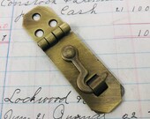 Vintage brass small box hasp lock - jewelry box lock clasp - antique keepsake box lock lockset - antique box locking hinged hasp