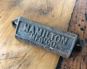 Hamilton Letterpress Printer Drawer Pull Hardware - ONE - metal brass drawer hardware - vintage industrial cast iron drawer pull - bin pull