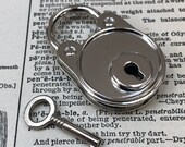 Vintage style silver or brass padlock - small jewelry box lock - luggage lock - small gold skeleton key lock - lock and key Valentine 39 s