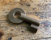 Brass Antique Skeleton key - vintage skeleton key - vintage barrel key charm - little old key steampunk key rustic skeleton key