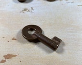 Brass Antique Skeleton key - vintage skeleton key - vintage barrel key charm - little old key steampunk key rustic skeleton key