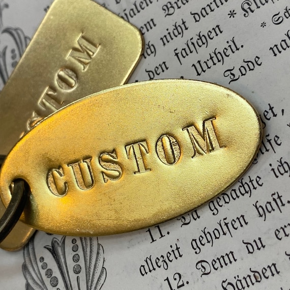 Custom Hand Punched Brass and Metal Tag Hand Stamped Key Tag Key